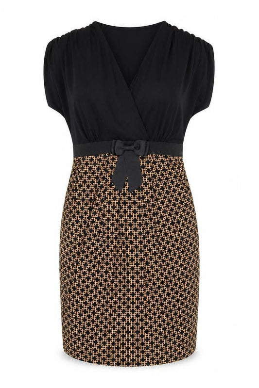 Body Flirt Womens Black Geometric Viscose Bodycon Size S V-Neck Pullover