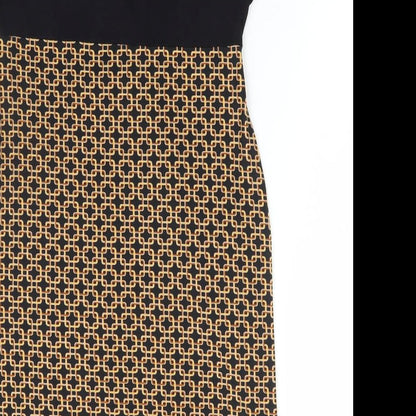 Body Flirt Womens Black Geometric Viscose Bodycon Size S V-Neck Pullover