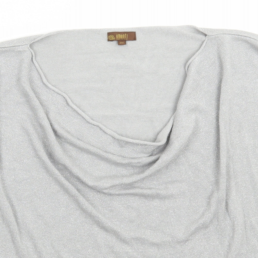 Womens UK Size 2XL Amanti Silver Pullover Jumper