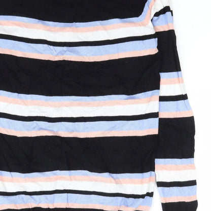 F&F Womens Multicoloured V-Neck Striped Viscose Pullover Jumper Size 10