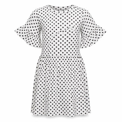 Boohoo Womens White Polka Dot Viscose Fit & Flare Size 6 Round Neck Pullover