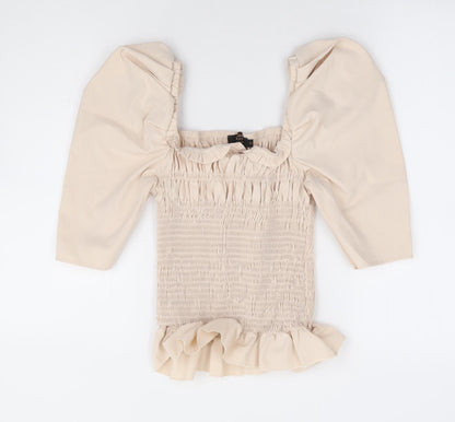 Womens UK Size S In Vogue Beige Basic Blouse