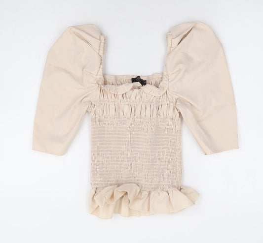 Womens UK Size S In Vogue Beige Basic Blouse