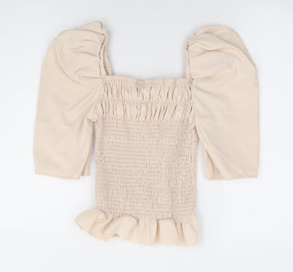 Womens UK Size S In Vogue Beige Basic Blouse