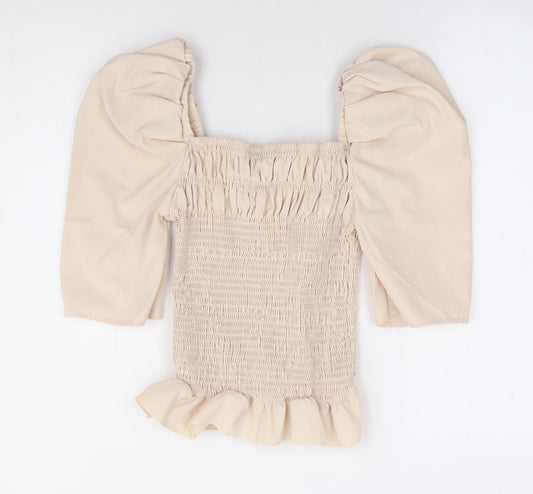 Womens UK Size S In Vogue Beige Basic Blouse