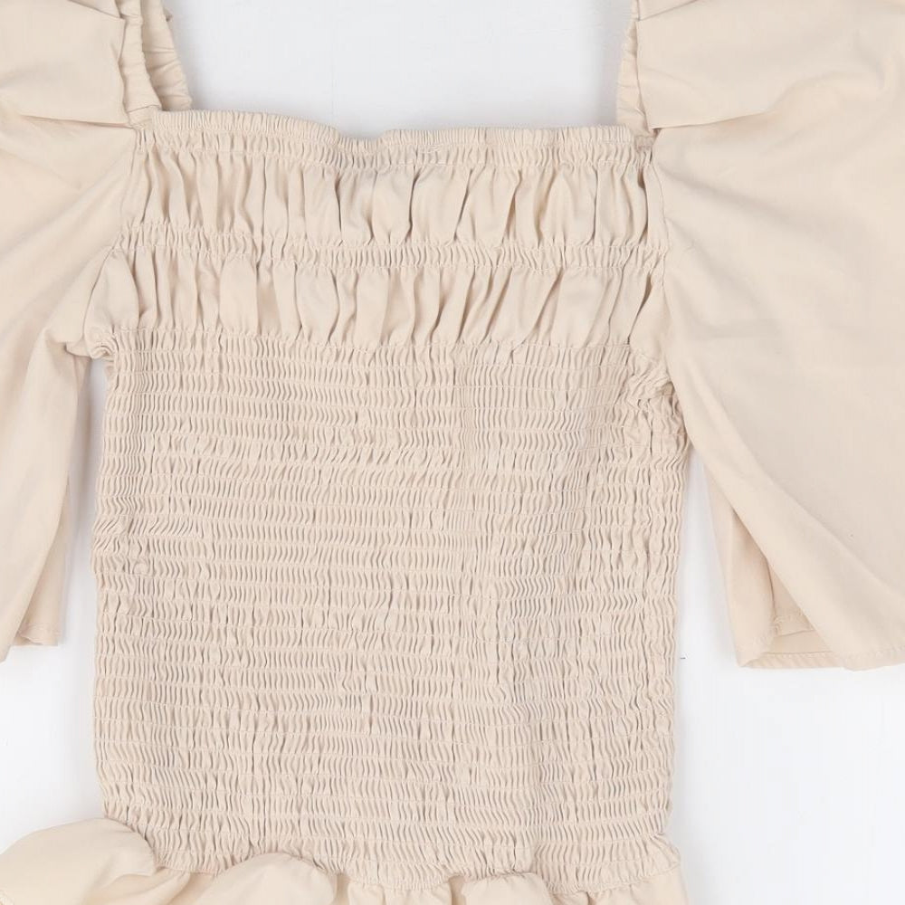 Womens UK Size S In Vogue Beige Basic Blouse