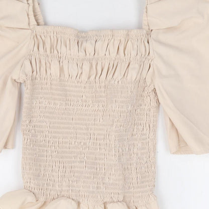 Womens UK Size S In Vogue Beige Basic Blouse