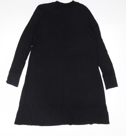Marks and Spencer Womens Black Viscose A-Line Size 14 Mock Neck Pullover