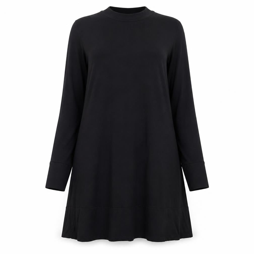 Marks and Spencer Womens Black Viscose A-Line Size 14 Mock Neck Pullover