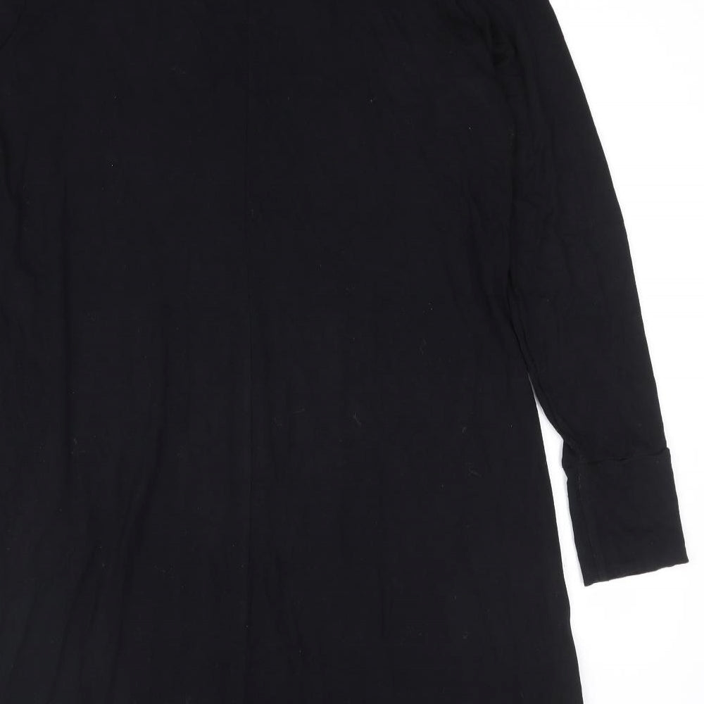 Marks and Spencer Womens Black Viscose A-Line Size 14 Mock Neck Pullover