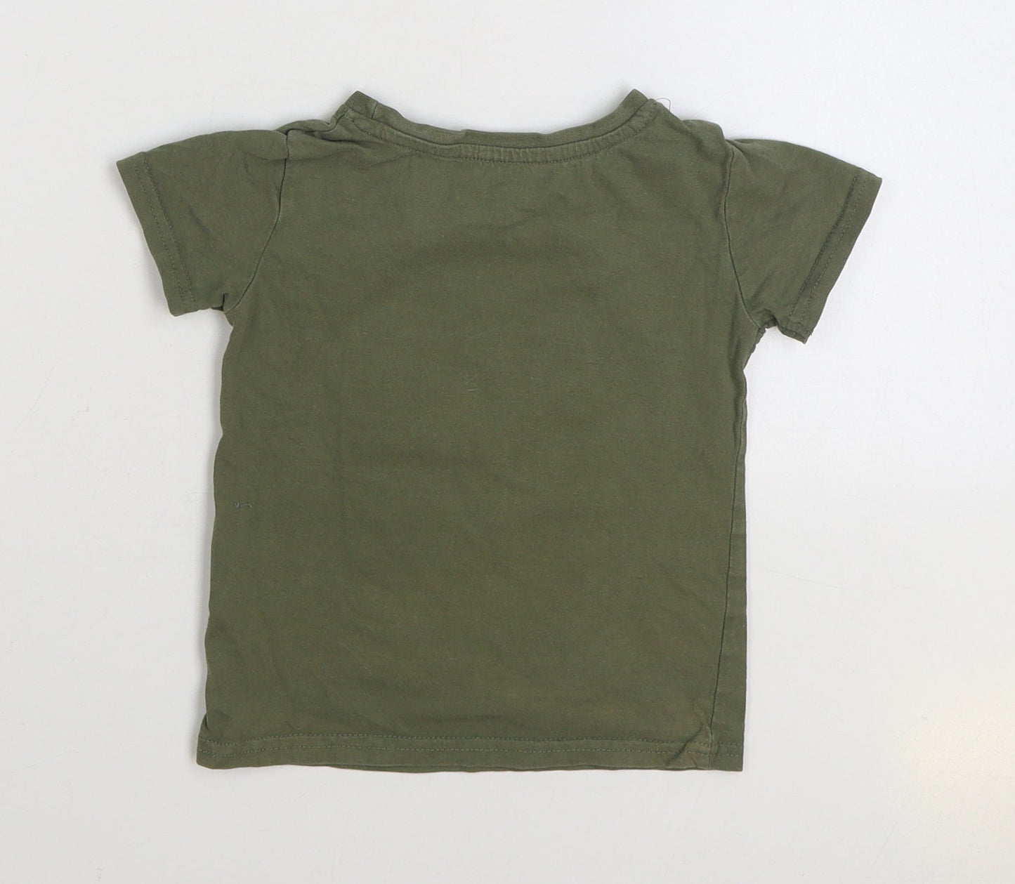 Dunnes Stores Boys Green 100% Cotton Basic T-Shirt Size 2 Years Round Neck Pullover - Slogan Palm Tress