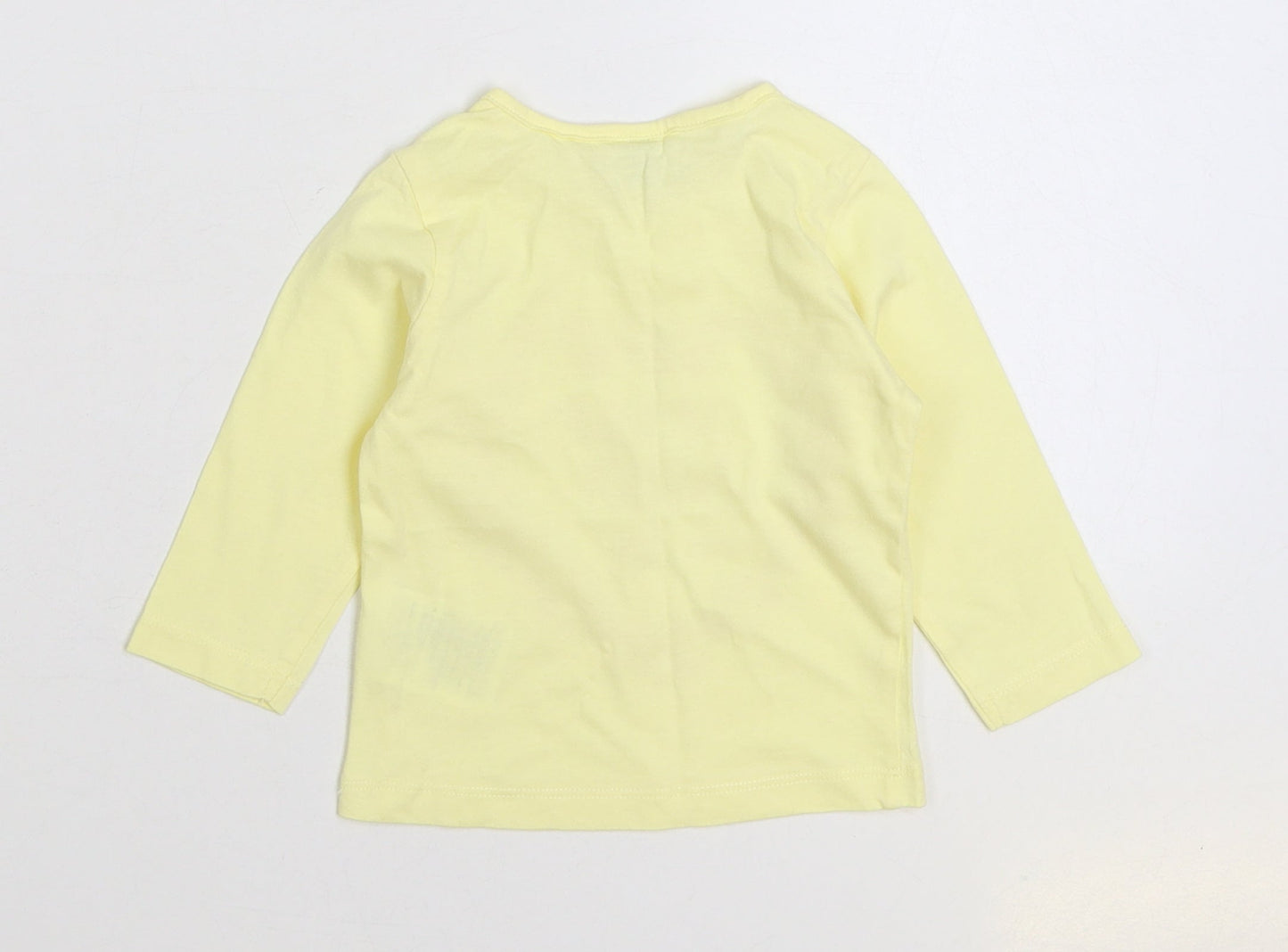 Dopo Dopo Girls Yellow 100% Cotton Basic T-Shirt Size 6-9 Months Round Neck Snap - Mummy and Daddy = Me