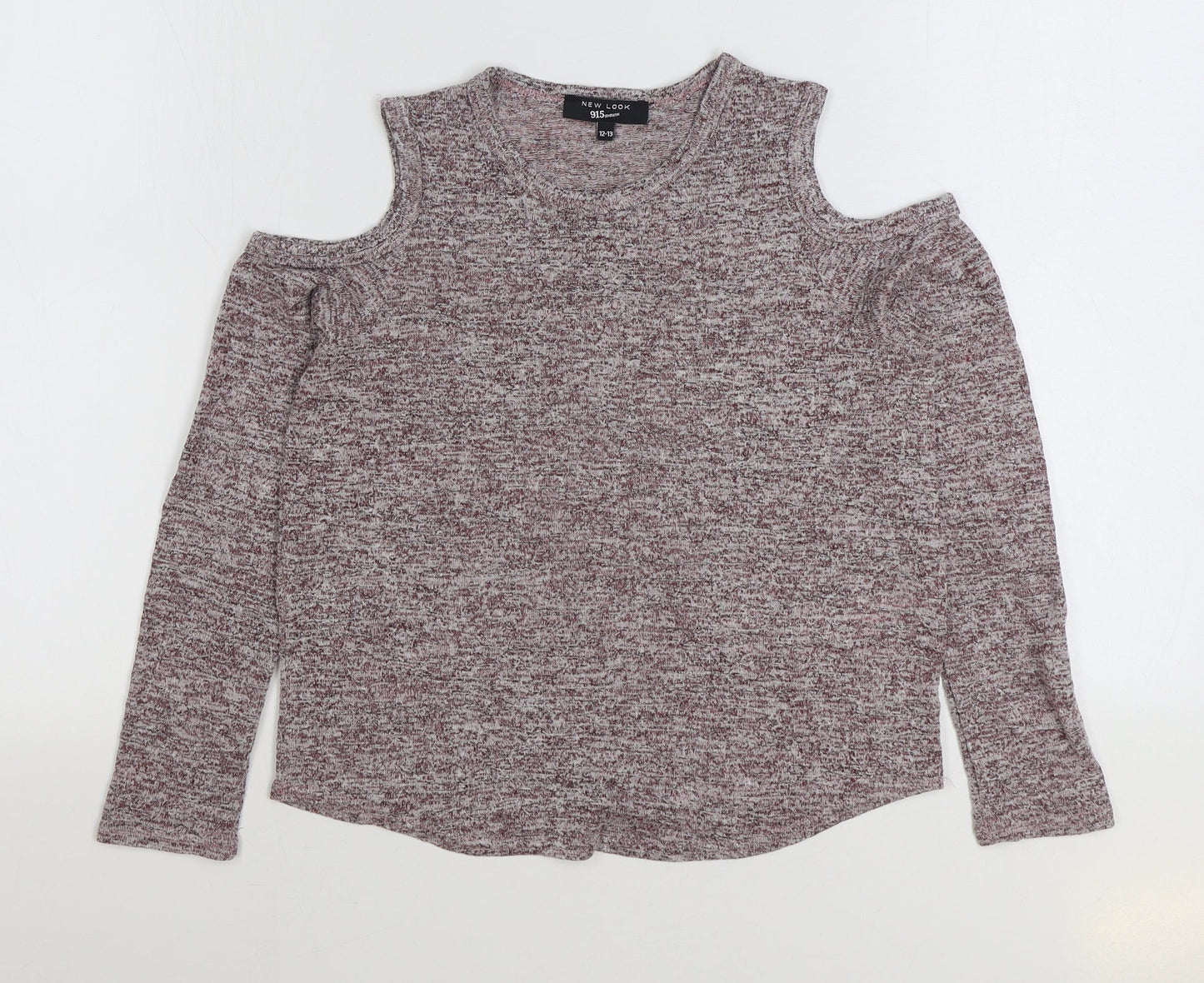 915 Generation Girls Purple Polyester Basic T-Shirt Size 12-13 Years Round Neck Pullover - Open Shoulder