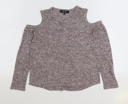 915 Generation Girls Purple Polyester Basic T-Shirt Size 12-13 Years Round Neck Pullover - Open Shoulder