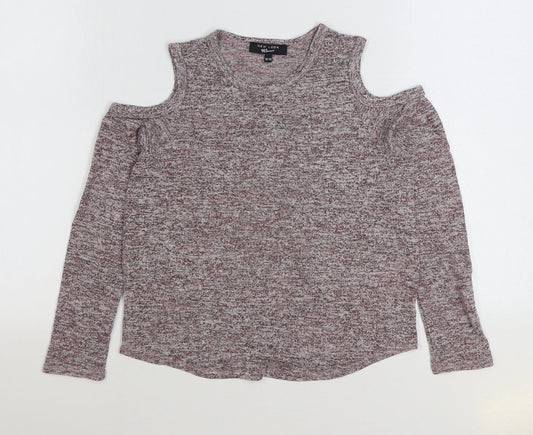 915 Generation Girls Purple Polyester Basic T-Shirt Size 12-13 Years Round Neck Pullover - Open Shoulder