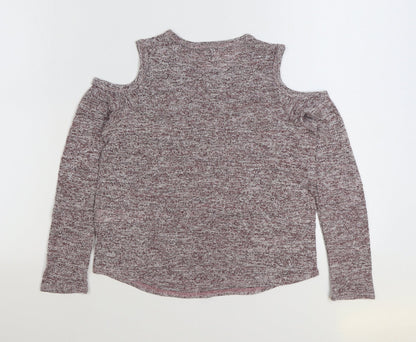 915 Generation Girls Purple Polyester Basic T-Shirt Size 12-13 Years Round Neck Pullover - Open Shoulder