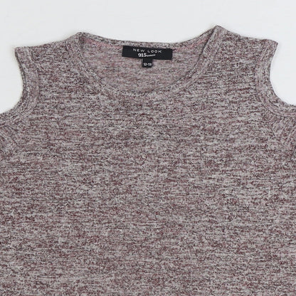 915 Generation Girls Purple Polyester Basic T-Shirt Size 12-13 Years Round Neck Pullover - Open Shoulder