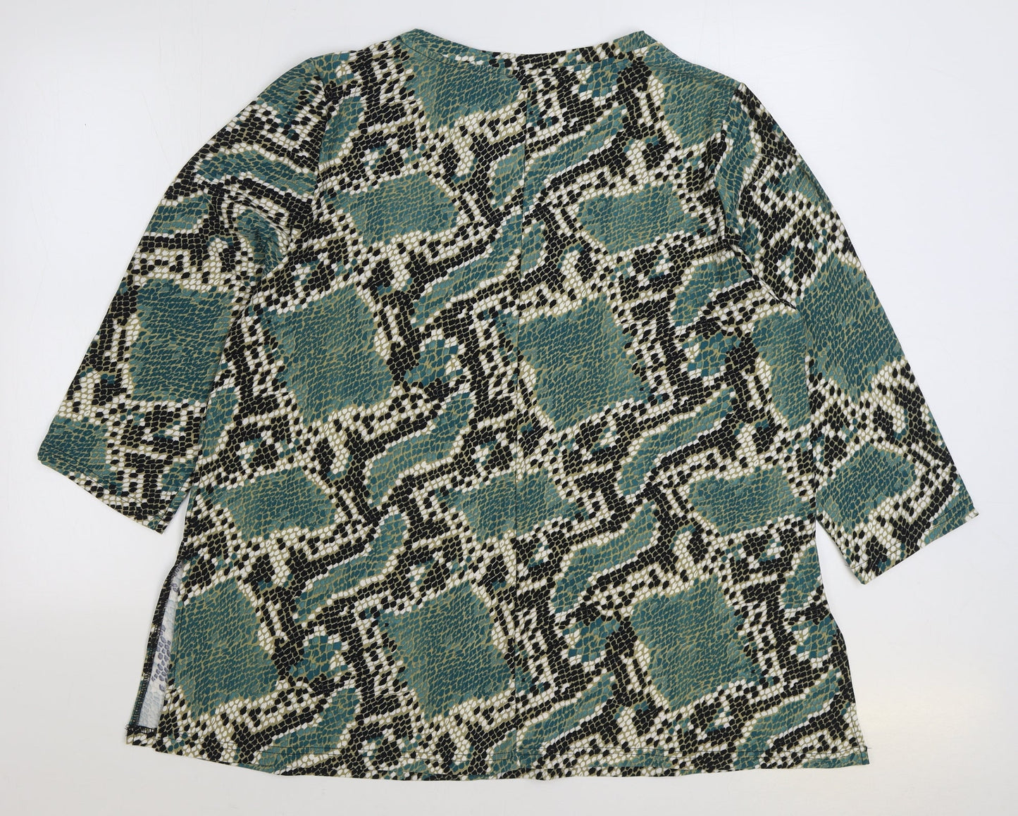 Emeliax Womens Green Animal Print Polyester Basic Blouse Size XL Scoop Neck - Snakeskin Print