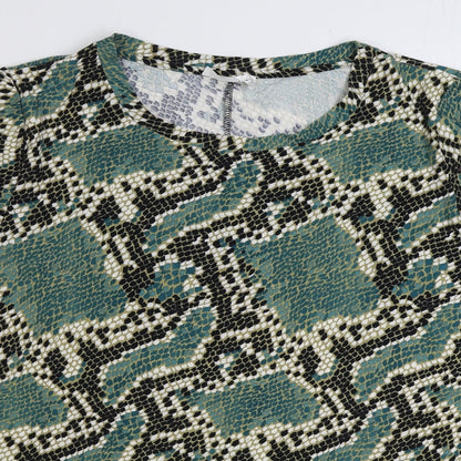Emeliax Womens Green Animal Print Polyester Basic Blouse Size XL Scoop Neck - Snakeskin Print