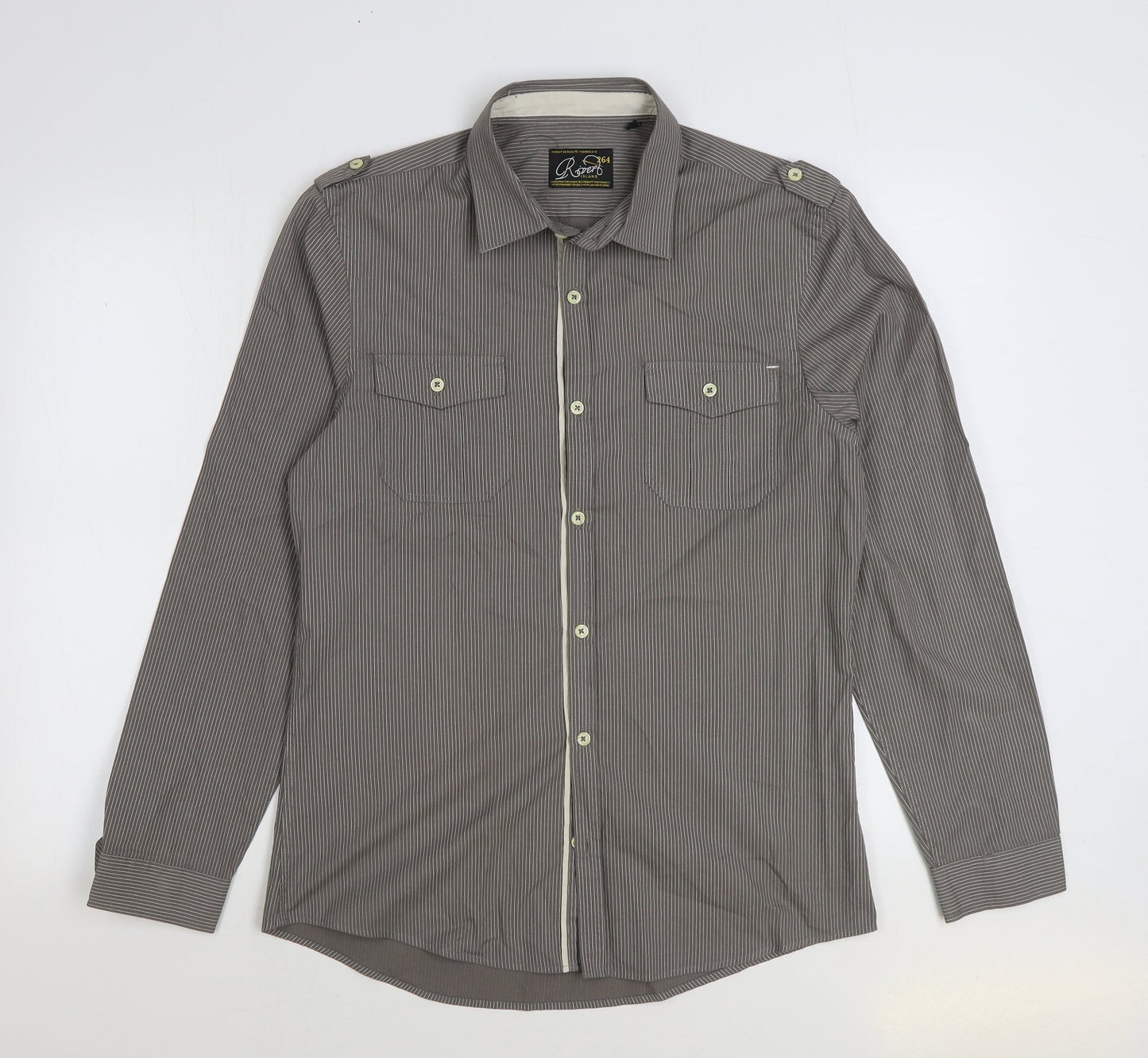 Mens UK Size M River Island Grey  Button-Up Long Sleeve Casual Shirt