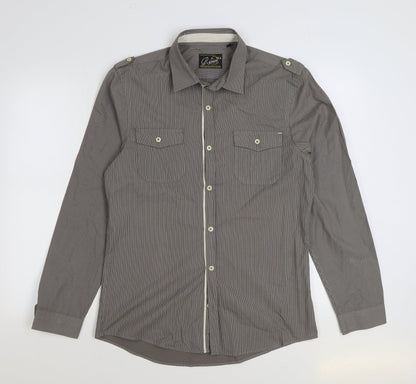 Mens UK Size M River Island Grey  Button-Up Long Sleeve Casual Shirt