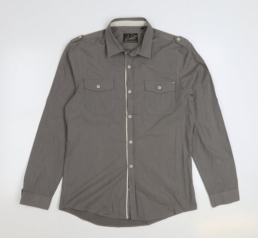 Mens UK Size M River Island Grey  Button-Up Long Sleeve Casual Shirt