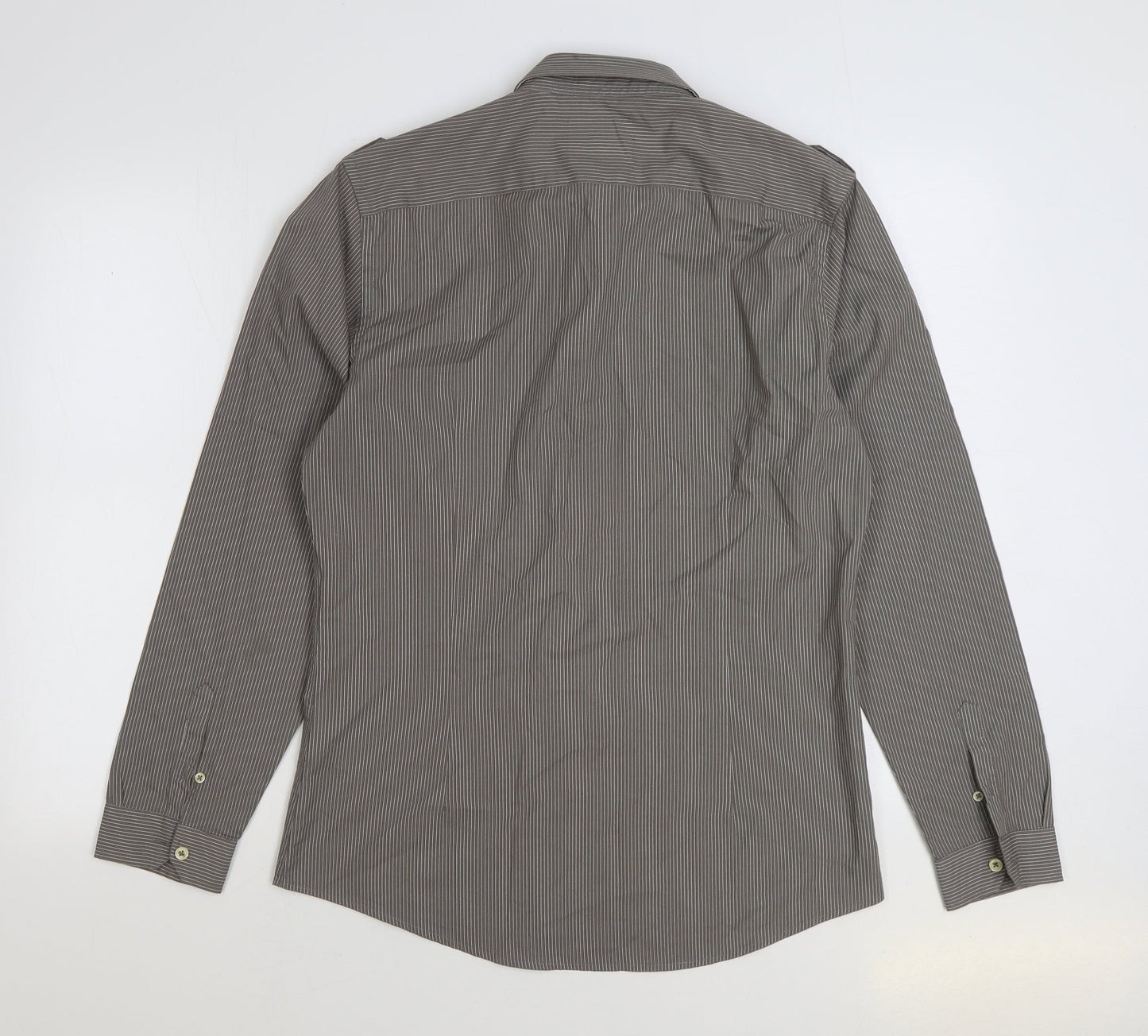 Mens UK Size M River Island Grey  Button-Up Long Sleeve Casual Shirt