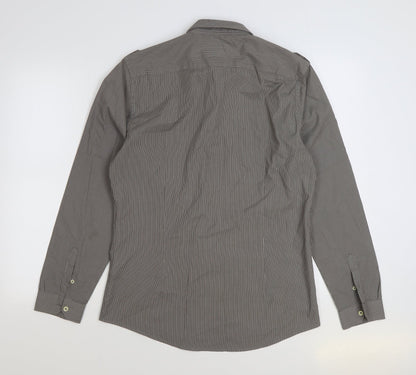 Mens UK Size M River Island Grey  Button-Up Long Sleeve Casual Shirt