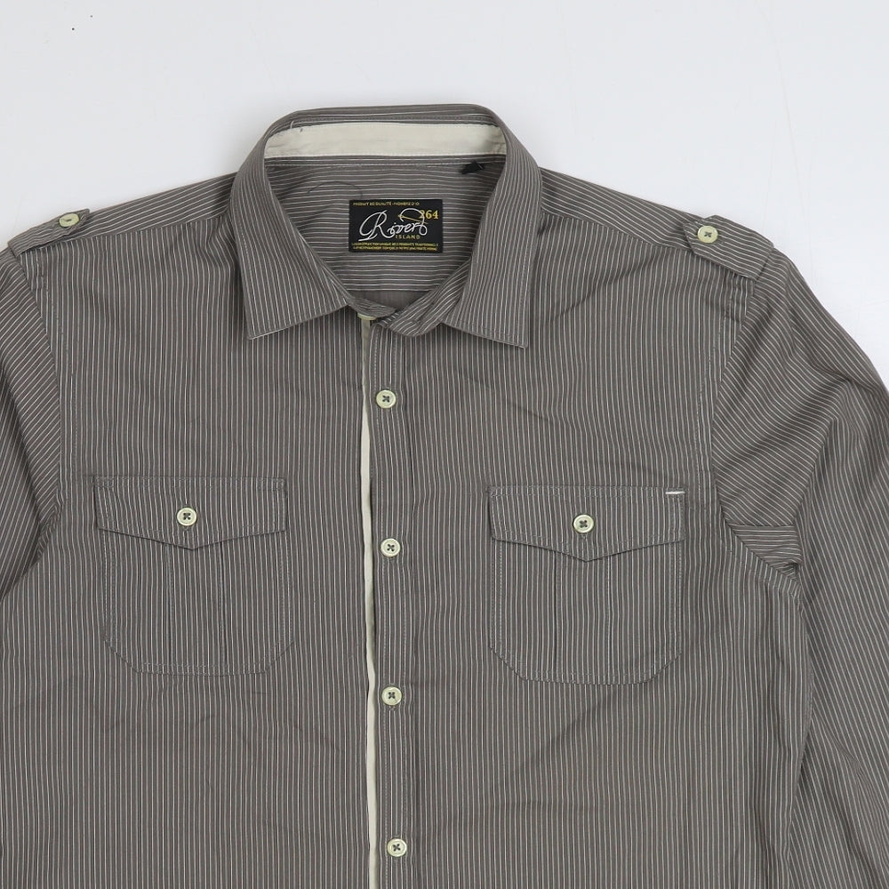 Mens UK Size M River Island Grey  Button-Up Long Sleeve Casual Shirt