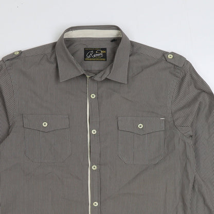 Mens UK Size M River Island Grey  Button-Up Long Sleeve Casual Shirt