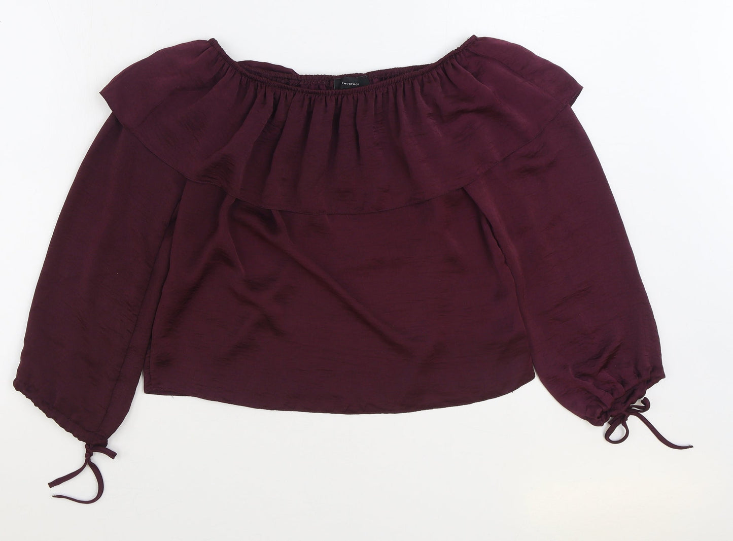 Atmosphere Womens Purple Polyester Cropped Blouse Size 10 Off the Shoulder