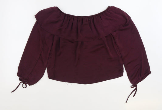 Atmosphere Womens Purple Polyester Cropped Blouse Size 10 Off the Shoulder