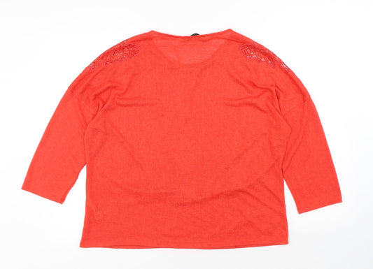 Womens UK Size L Dunnes Stores Red Pullover Jumper
