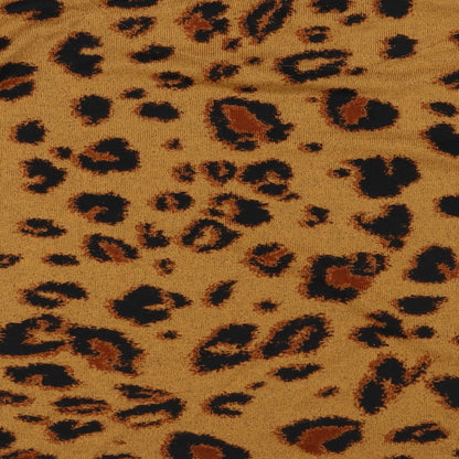 F&F Womens Yellow Round Neck Animal Print Polyester Pullover Jumper Size 14 - Leopard Print
