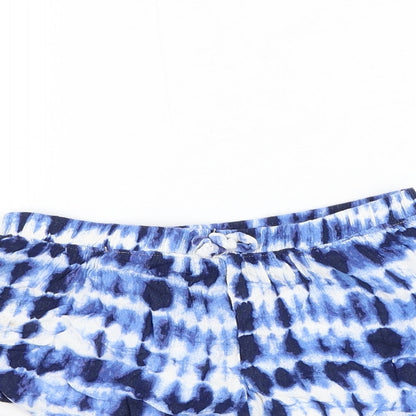 Preworn Girls Blue Geometric Viscose Sweat Shorts Size 5-6 Years Regular Drawstring - Tie Dye
