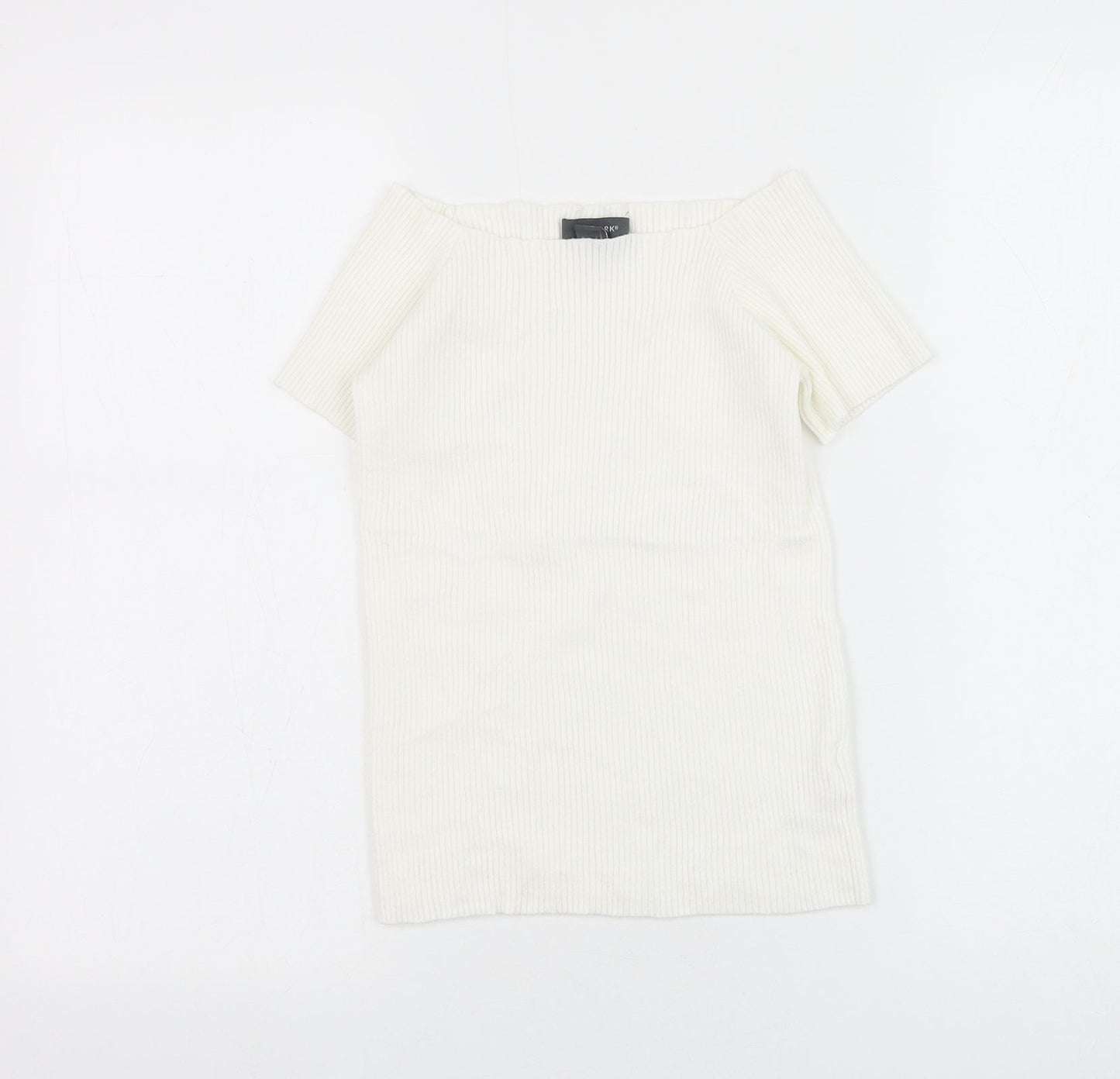 Primark Womens White Viscose Cropped Blouse Size 12 Square Neck