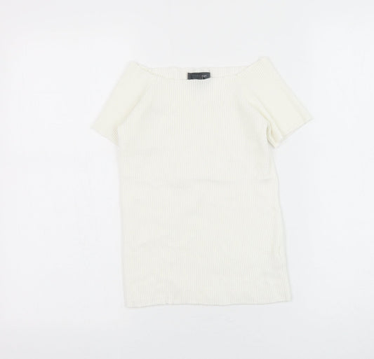 Primark Womens White Viscose Cropped Blouse Size 12 Square Neck