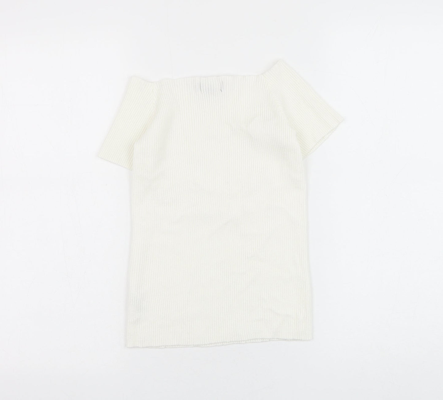 Primark Womens White Viscose Cropped Blouse Size 12 Square Neck