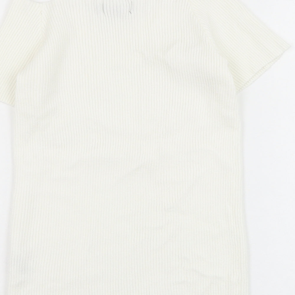 Primark Womens White Viscose Cropped Blouse Size 12 Square Neck