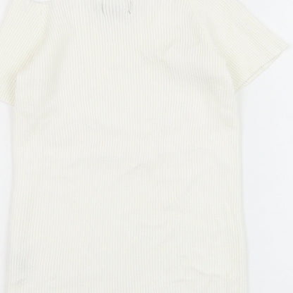 Primark Womens White Viscose Cropped Blouse Size 12 Square Neck