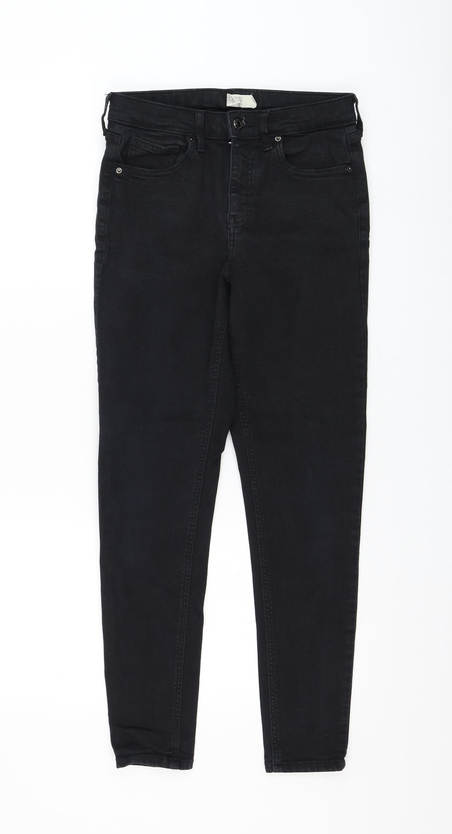 Topshop Womens Black Cotton Skinny Jeans Size 28 in L32 in Regular Zip