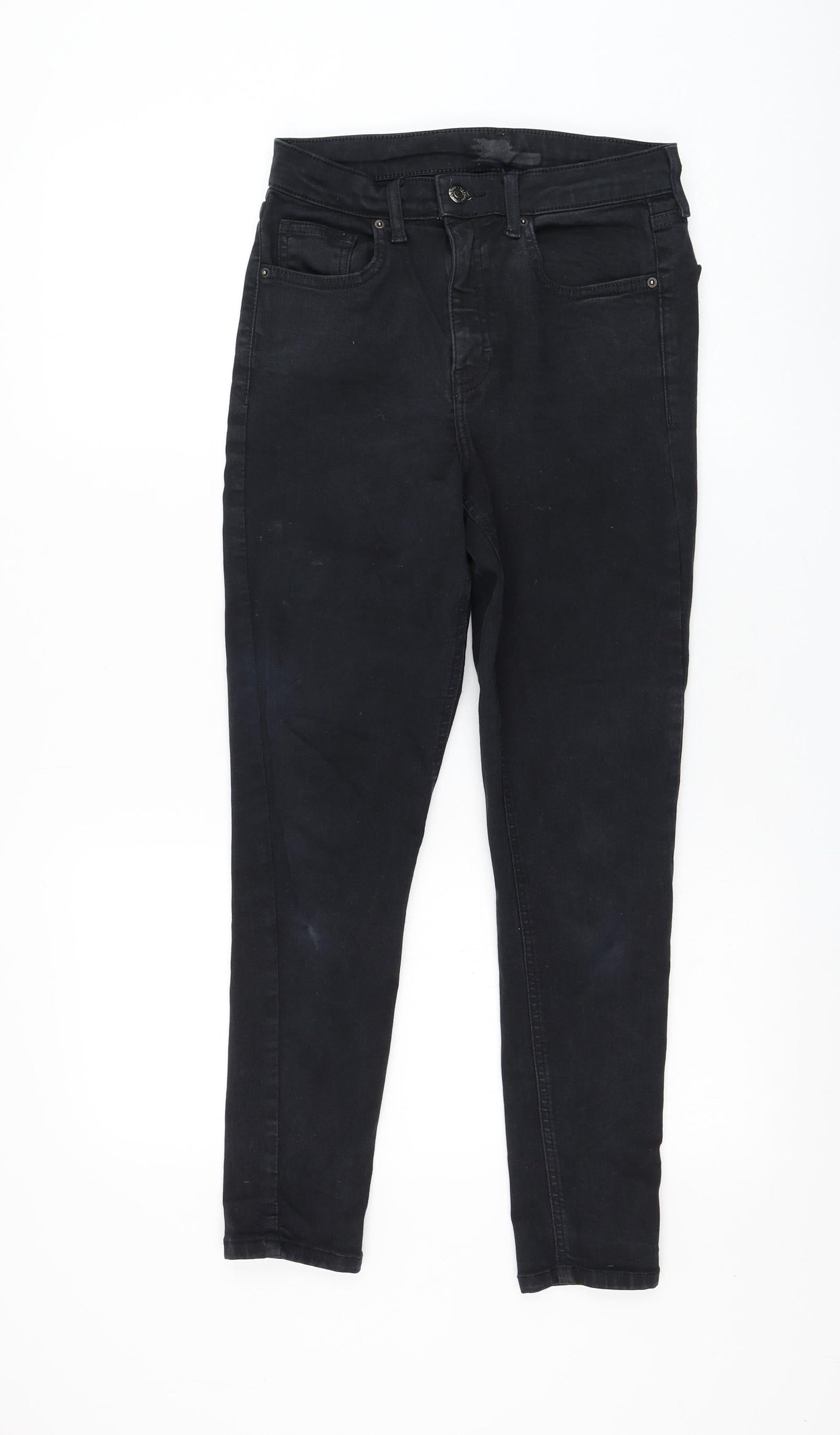 Topshop Womens Black Cotton Skinny Jeans Size 28 in L30 in Regular Zip