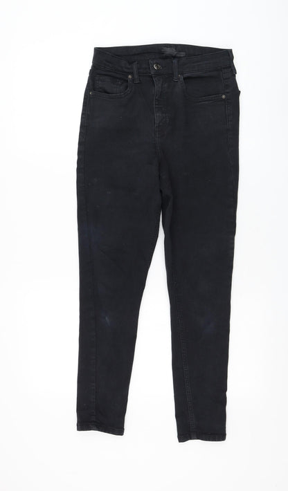Topshop Womens Black Cotton Skinny Jeans Size 28 in L30 in Regular Zip