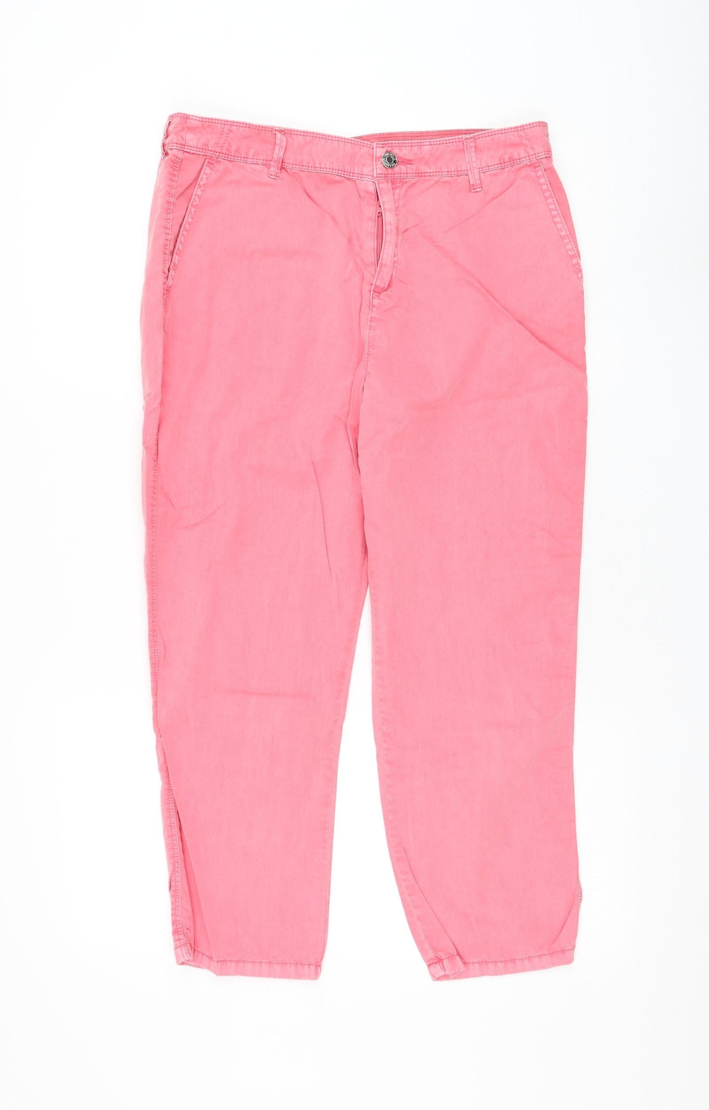 F&F Womens Pink Polyester Chino Trousers Size 10 L23 in Regular Zip