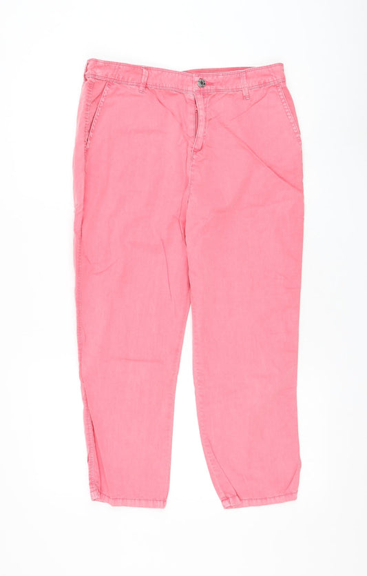 F&F Womens Pink Polyester Chino Trousers Size 10 L23 in Regular Zip