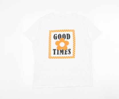 Womens UK Size S Preworn White Basic T-Shirt