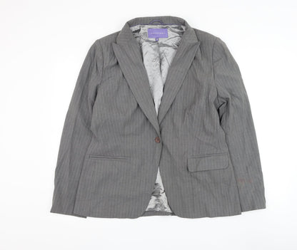 Autonomy Womens Grey Striped Jacket Blazer Size 16 Button