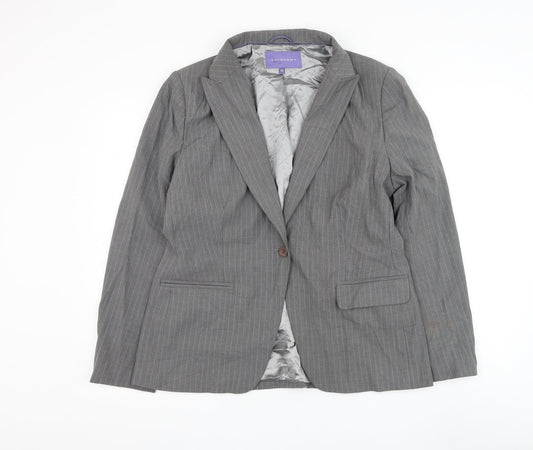 Autonomy Womens Grey Striped Jacket Blazer Size 16 Button