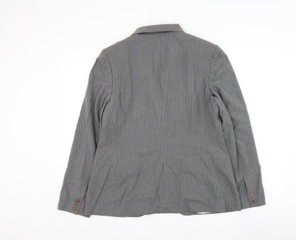 Autonomy Womens Grey Striped Jacket Blazer Size 16 Button