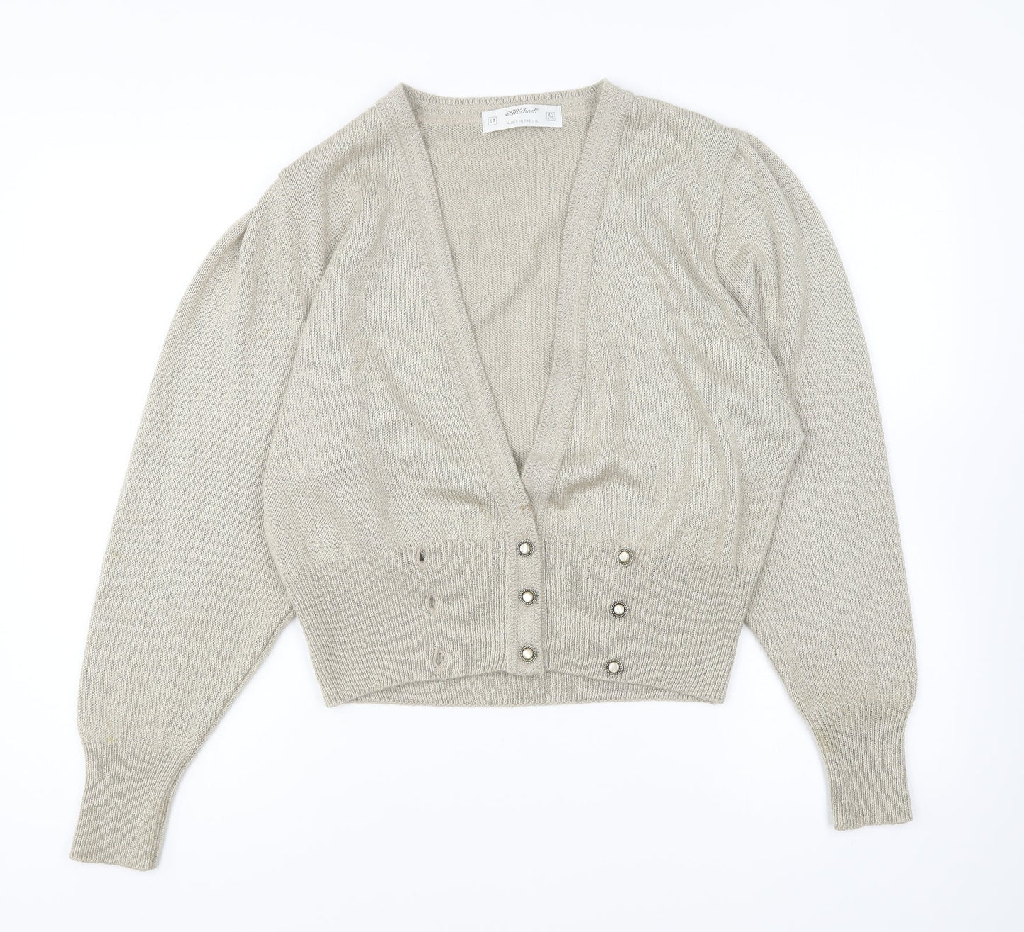 Womens UK Size 14 St Michael Beige Cardigan Jumper